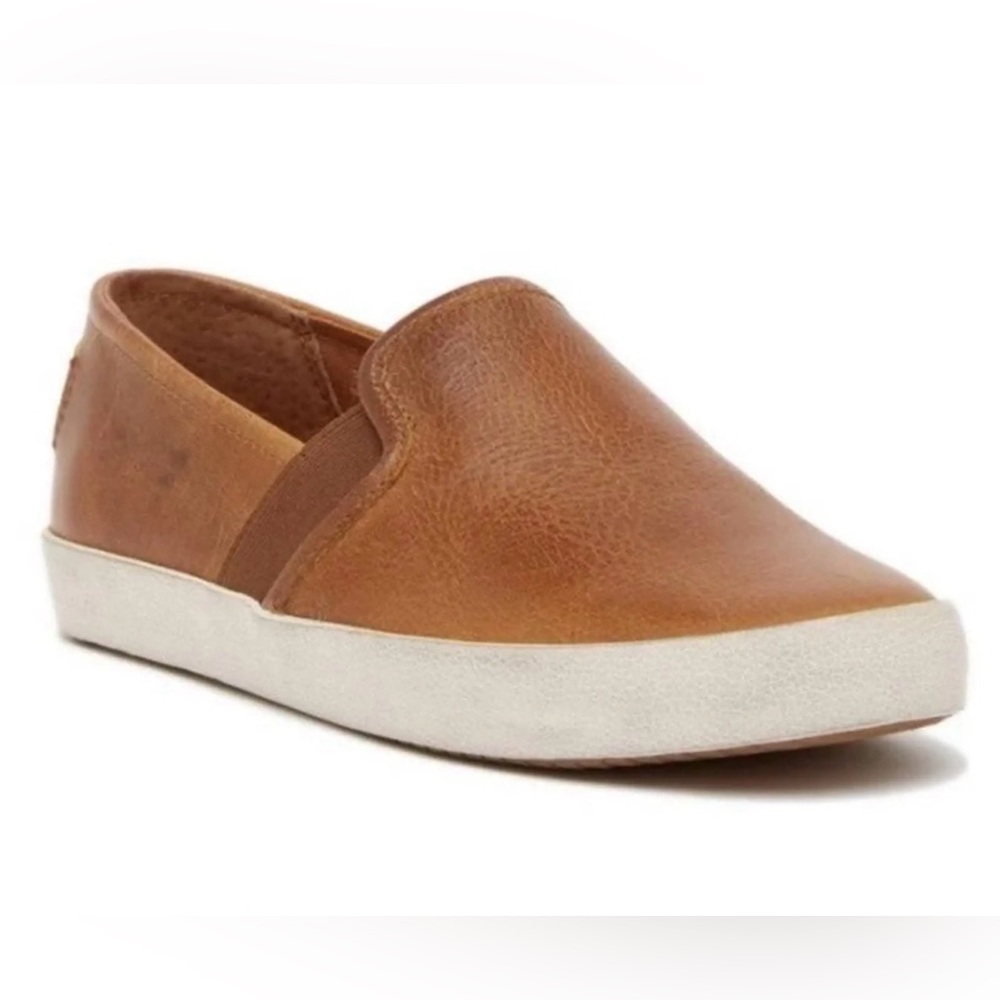 Frye Women’s Leather Slip-On Sneaker in Cognac and White